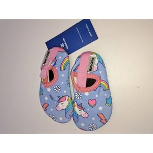 WateLvs Blue Pink Hearts Unicorn Flowers Rainbows baby water beach  shoes US 4/5